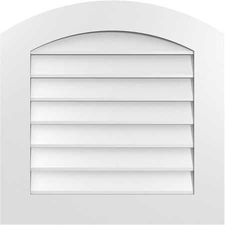 Ekena Millwork Arch Top Surface Mount PVC Gable Vent: Functional, w/ 3-1/2"W x 1"P Standard Frame, 26"W x 26"H GVPAR26X2601SF